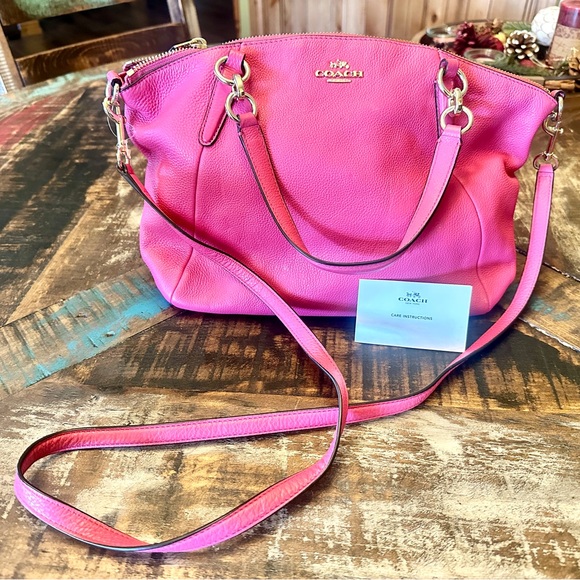 Coach Handbags - Coach Kelsey Small Satchel Pebble Pink Leather Crossbody Bag Authentic Pre-owned
